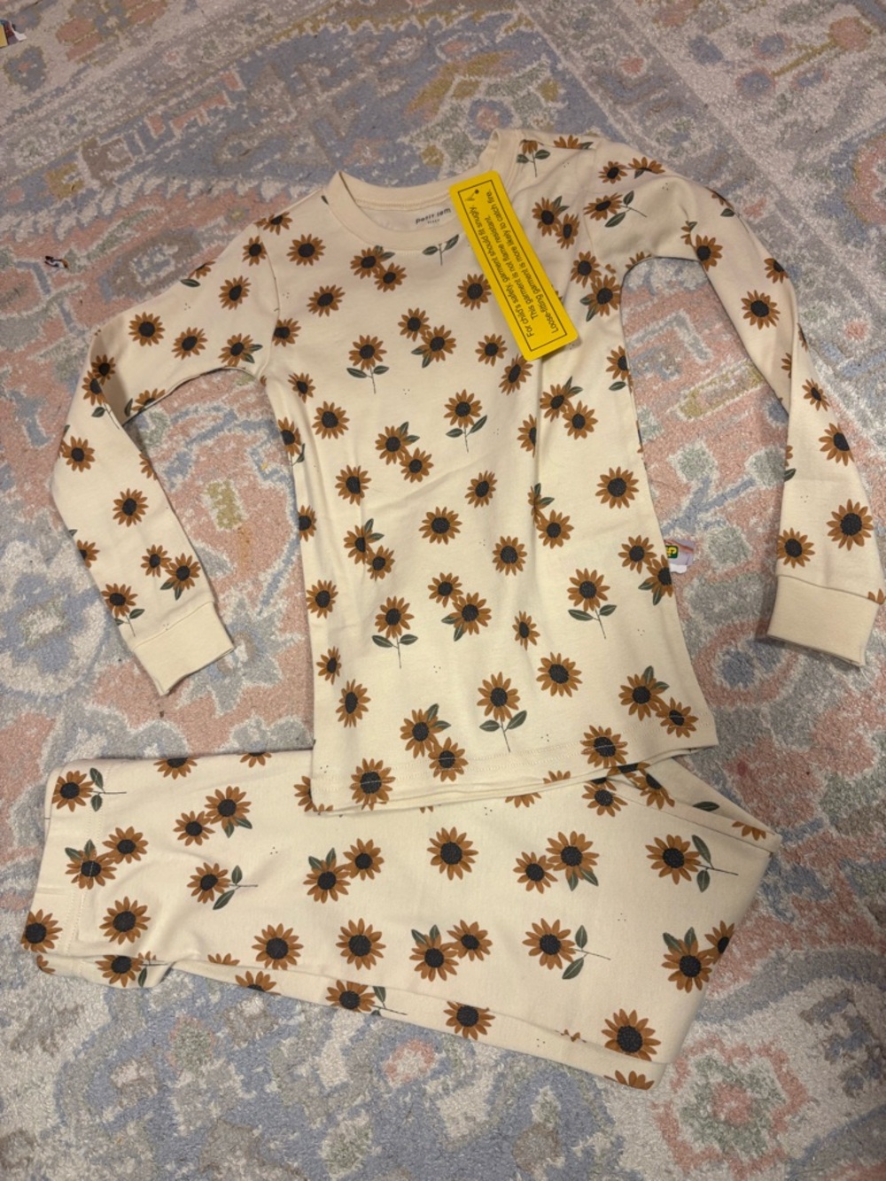 Petit Lem Cream Sunflower Pajama Set 6 years